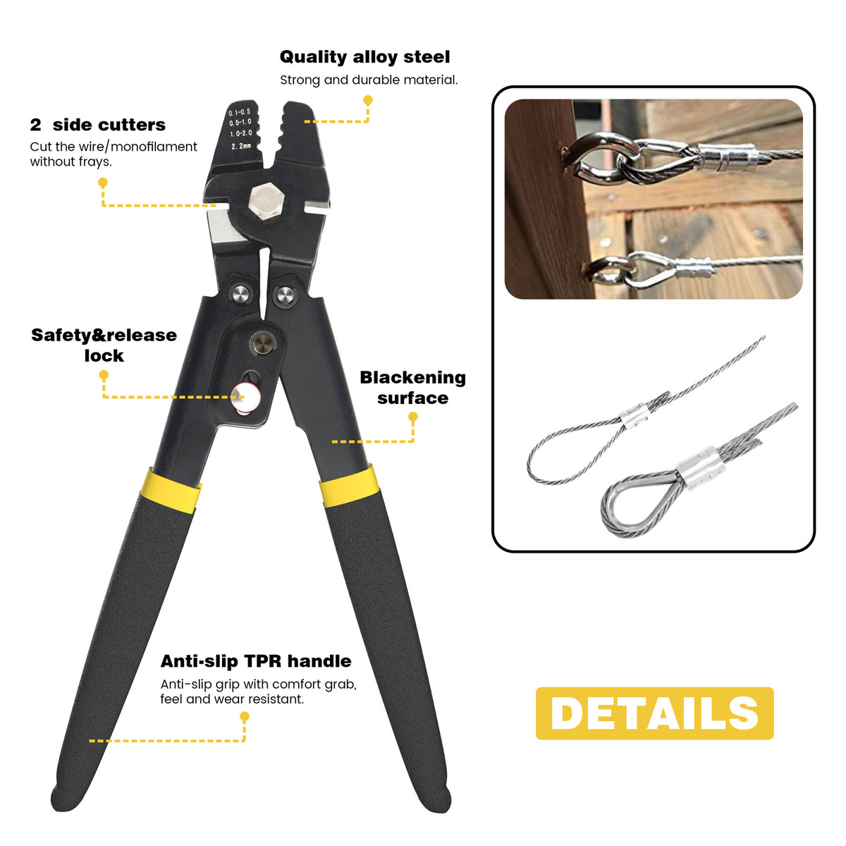 Stainless Steel Fishing Pliers Wire Rope Swager Crimper Alloy