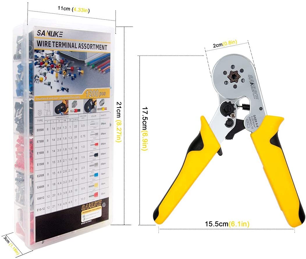 Wire Ferrule Crimping Tool Hexagonal Crimp Profile Self-adjusting Wire  End-sl