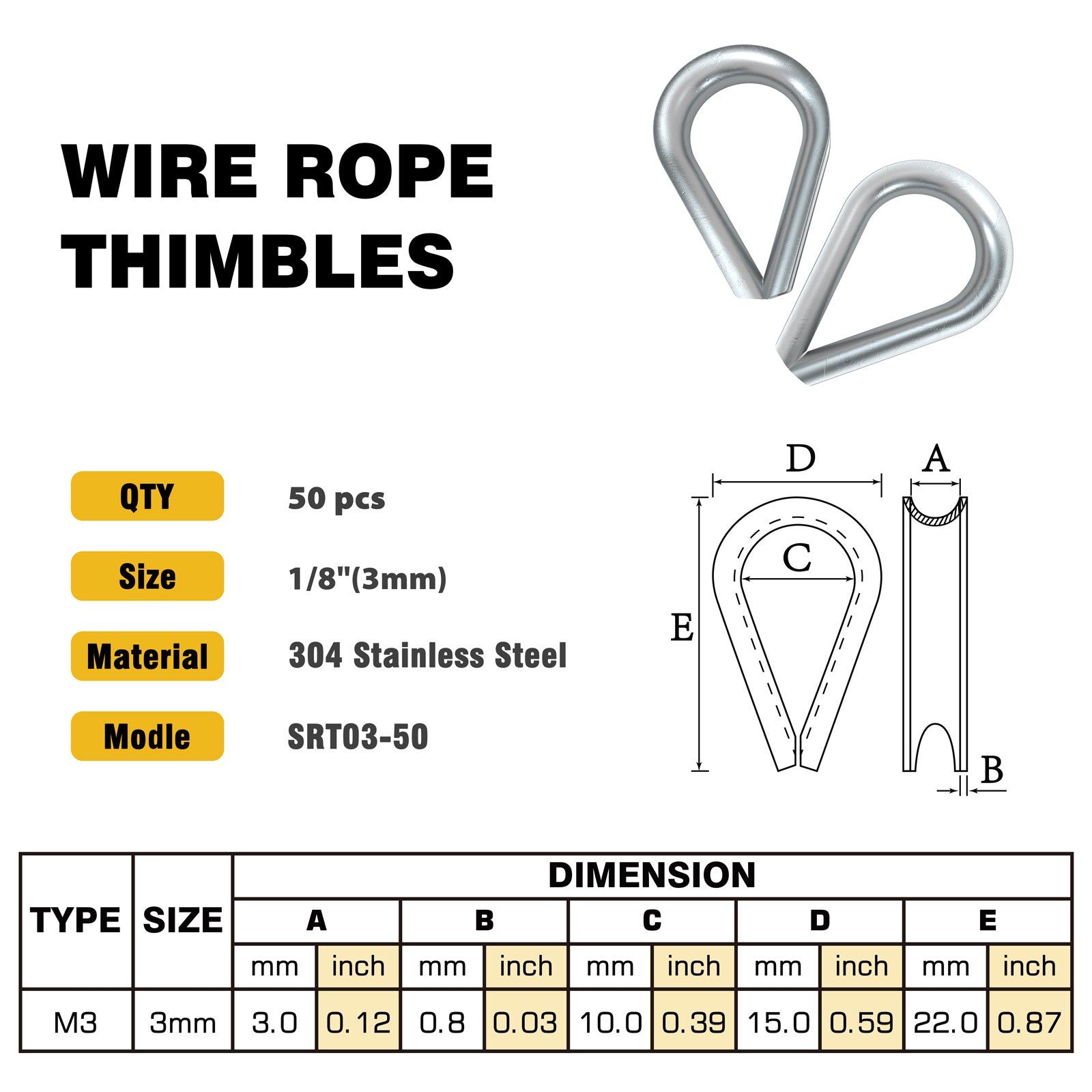 1/8'' Wire Rope Thimbles – sanuketools