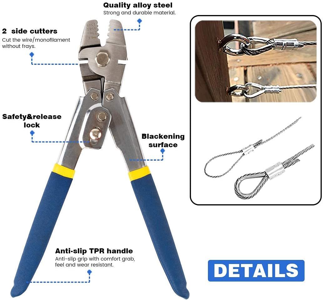 Herramienta De Engarce Manual Swager De 11” Con Cortador De Cables Integrado – Perfecta Para Trabajos En Cables Redondos